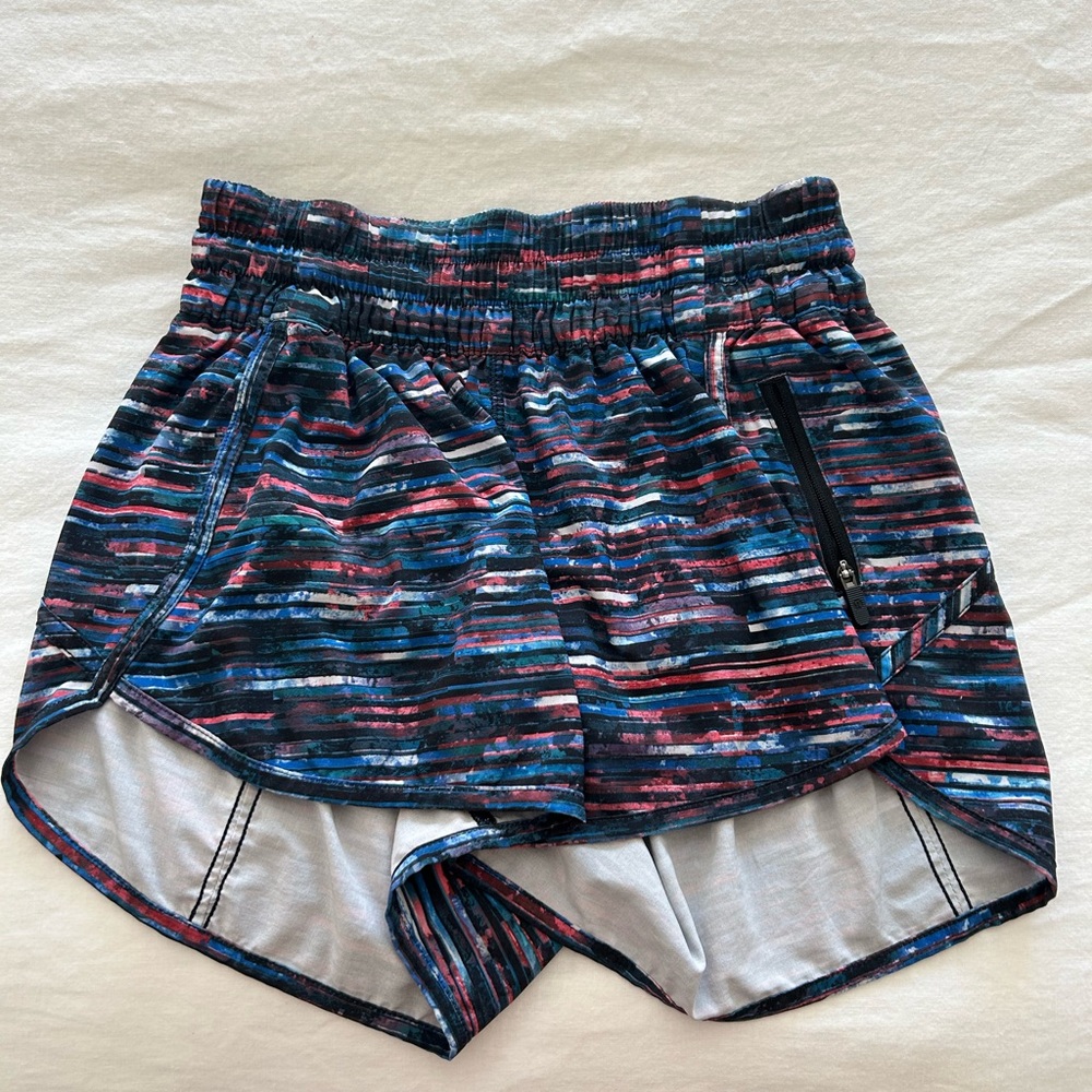 lululemon athletica Women's Striped Athletic Shorts - Blue and Pink